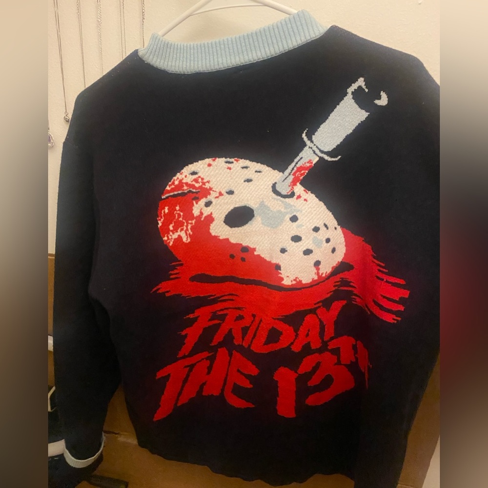 Cakeworthy Friday the 13th cardigan sweater